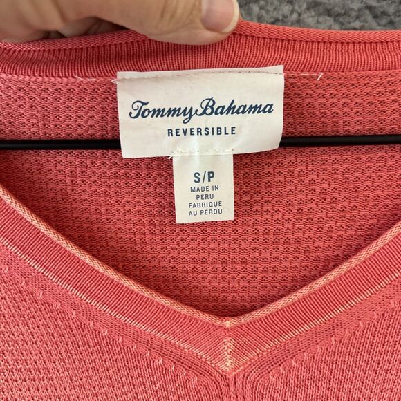 Tommy Bahama Reversible Sweater Small Petite V-Neck Pullover Coral Orange SP - Picture 9 of 13